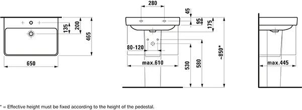 Laufen Waschtisch PRO S 465x650x175, 1 HL, o.ÜL, weiß Laufen Waschtisch PRO S 465x650x175, 1 HL, o.ÜL, weiß