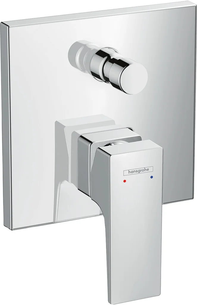 Hansgrohe Metropol Einhebel-Wannenmischer Unterputz, Chrom, 2 Verbraucher, Keramikmischsystem, einstellbare Temperaturbegrenzung, automatische Rückstellung, Schalldämpfer