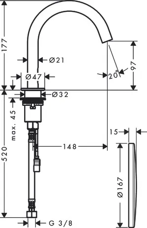 Hansgrohe AXOR Uno Elektronik-Waschtischmischer mit Temperaturvoreinstellung, Chrom Hansgrohe AXOR Uno Elektronik-Waschtischmischer mit Temperaturvoreinstellung, Chrom
