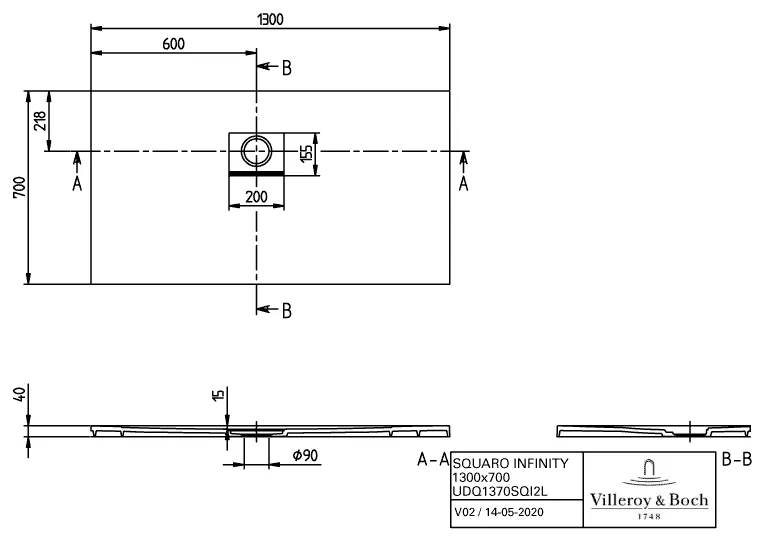 Villeroy & Boch rechteck Duschwanne „Squaro Infinity“ Eck-Einbau links gegen Wand 130 × 70 cm ohne Oberflächenbeschichtung, in Morning Green Villeroy & Boch rechteck Duschwanne „Squaro Infinity“ Eck-Einbau links gegen Wand 130 × 70 cm ohne Oberflächenbeschichtung, in Morning Green
