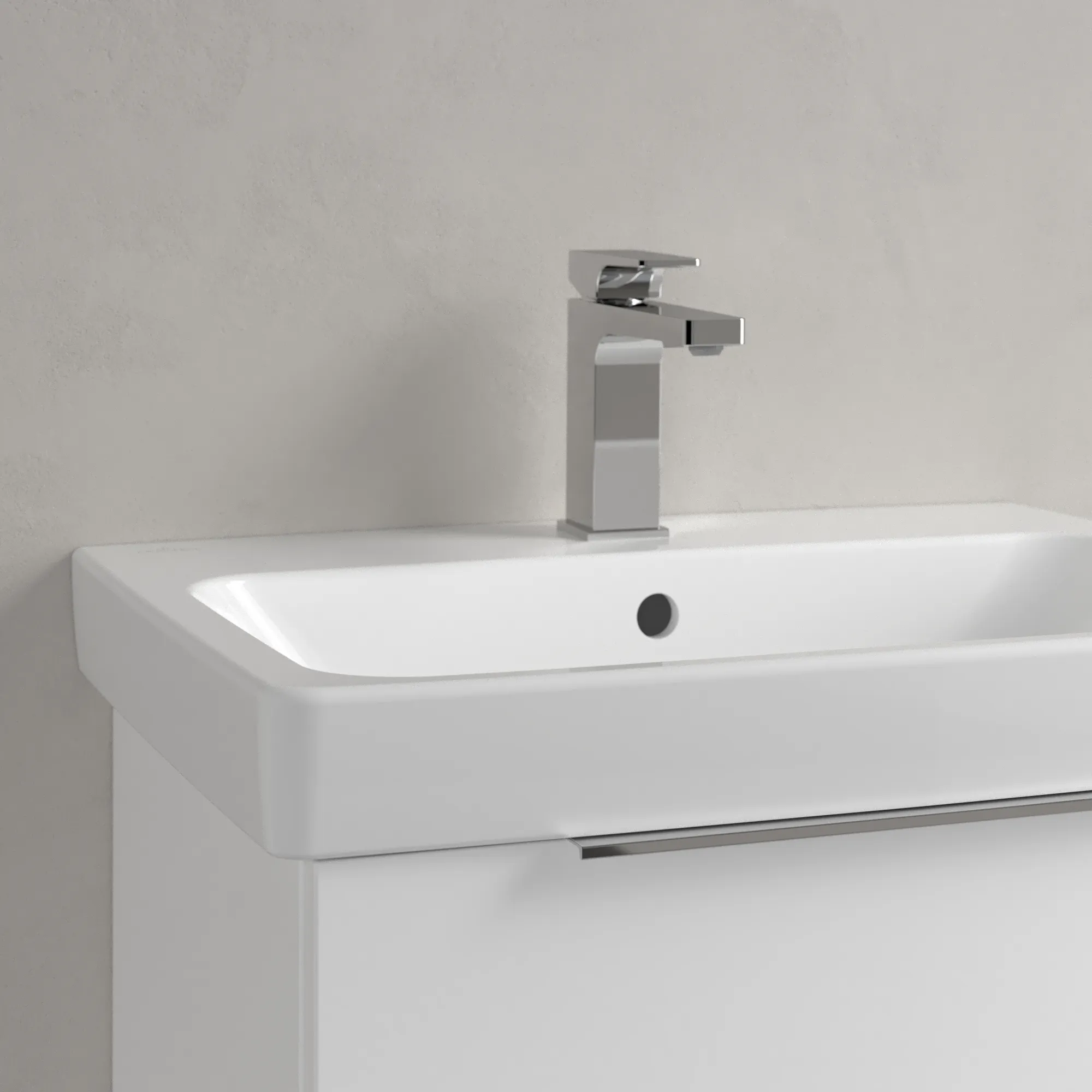 Villeroy & Boch Waschbecken „Architectura“ 600 × 445 × 165 mm, ohne Hahnlochbohrung, für Becken mittig in Weiß Alpin Villeroy & Boch Waschbecken „Architectura“ 600 × 445 × 165 mm, ohne Hahnlochbohrung, für Becken mittig in Weiß Alpin