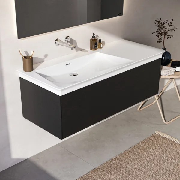 Ideal Standard Waschtischunterschrank „Conca“ 120 × 37 × 50,5 cm Eiche geflammt Furnier Ideal Standard Waschtischunterschrank „Conca“ 120 × 37 × 50,5 cm Eiche geflammt Furnier