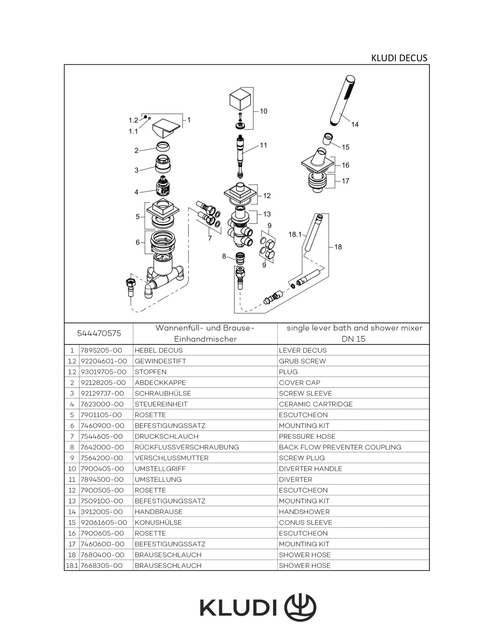 Kludi-DECUS Wannenfüll- und Brause-Einhandmischer, chrom, 3-Loch entfernte Befestigung, DN 15, herausziehbare Brause, automatische Umstellung, geschlossener Metallhebel, Keramik-Kartusche mit Heißwasserbegrenzung Kludi-DECUS Wannenfüll- und Brause-Einhandmischer, chrom, 3-Loch entfernte Befestigung, DN 15, herausziehbare Brause, automatische Umstellung, geschlossener Metallhebel, Keramik-Kartusche mit Heißwasserbegrenzung