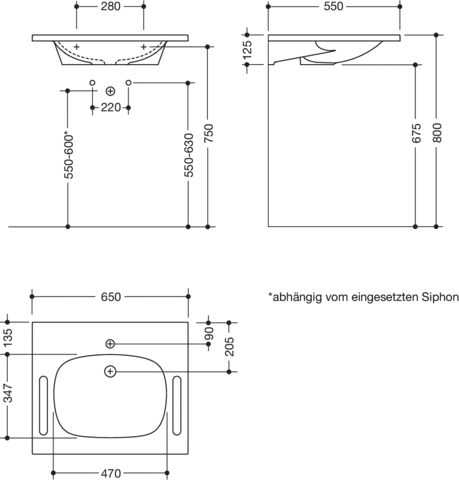 HEWI Waschtisch PG87, alpinweiß, B:650mm, T:550mm HEWI Waschtisch PG87, alpinweiß, B:650mm, T:550mm