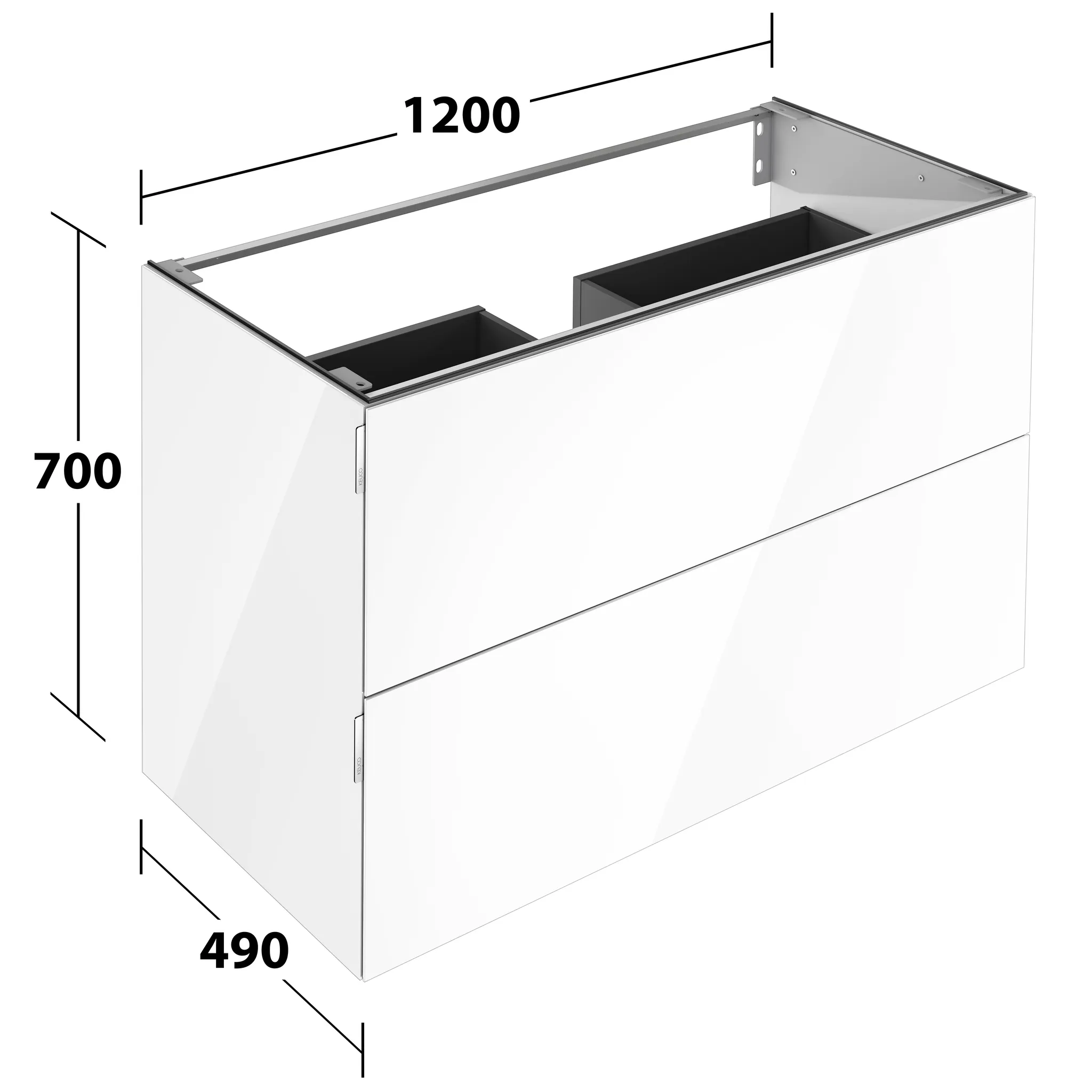 KEUCO Waschtischunterschrank mit Auszügen „Edition 11 Art“ Weiß (Glas), Weiß (Glas), ohne Beleuchtung 1200 × 700 × 490 mm