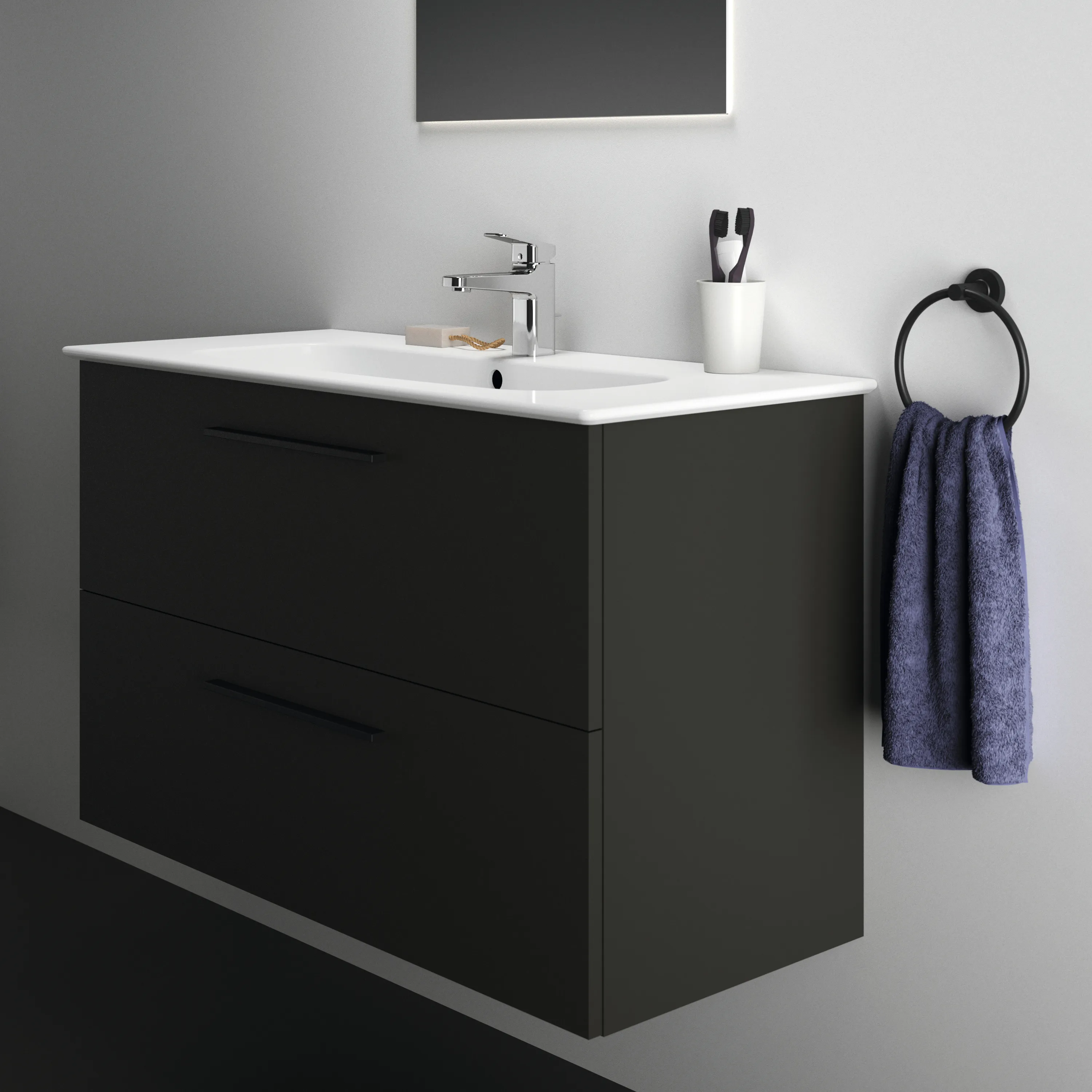 Ideal Standard Möbelwaschtischunterschrank i.life A 2 Auszüge 1000x440x630mm Carbongrau Ideal Standard Möbelwaschtischunterschrank i.life A 2 Auszüge 1000x440x630mm Carbongrau