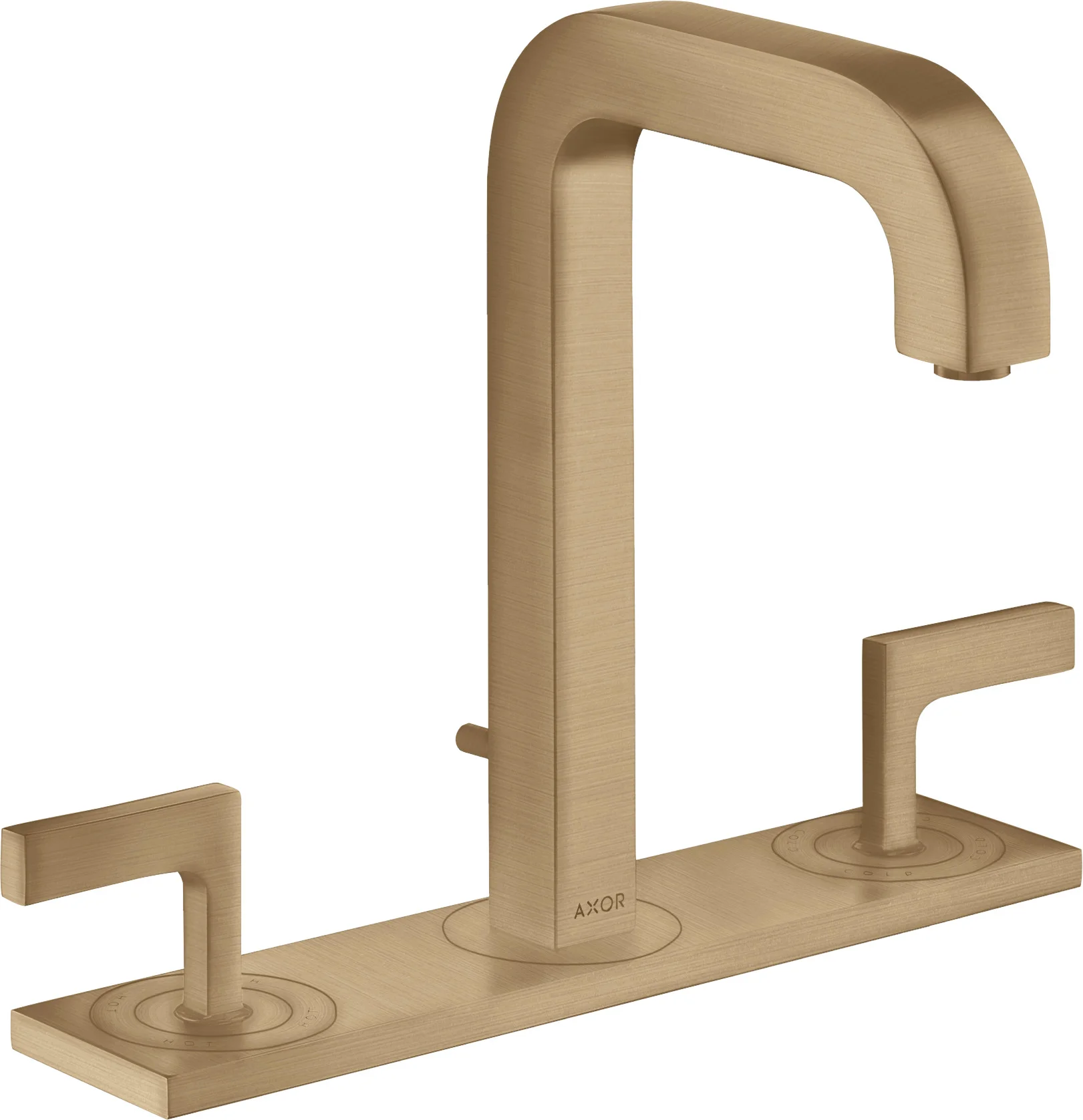 Hansgrohe AXOR Citterio 3-Loch Waschtischarmatur Brushed Bronze, ComfortZone 170, Ausladung 140 mm, Hebelgriff, Normalstrahl