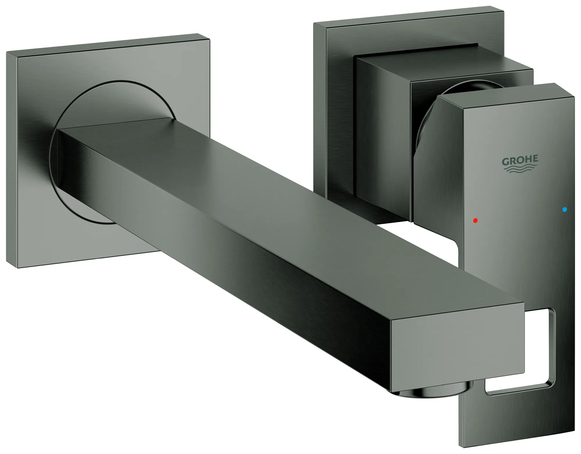 2-Loch-Waschtischbatterie Eurocube 23447, Wandmontage, Fertigmontageset für 23200, Ausladung 231 mm, chrom 2-Loch-Waschtischbatterie Eurocube 23447, Wandmontage, Fertigmontageset für 23200, Ausladung 231 mm, chrom