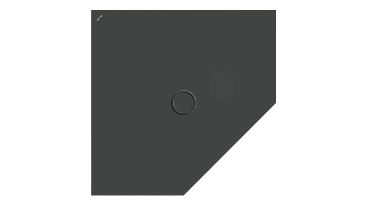 Bette fünfeck Duschwanne „BetteFloor Caro“ 1000 × 1000 mm ohne Oberflächenbeschichtung, ohne Oberflächenveredelung, ohne Wannenträger, in Ebony