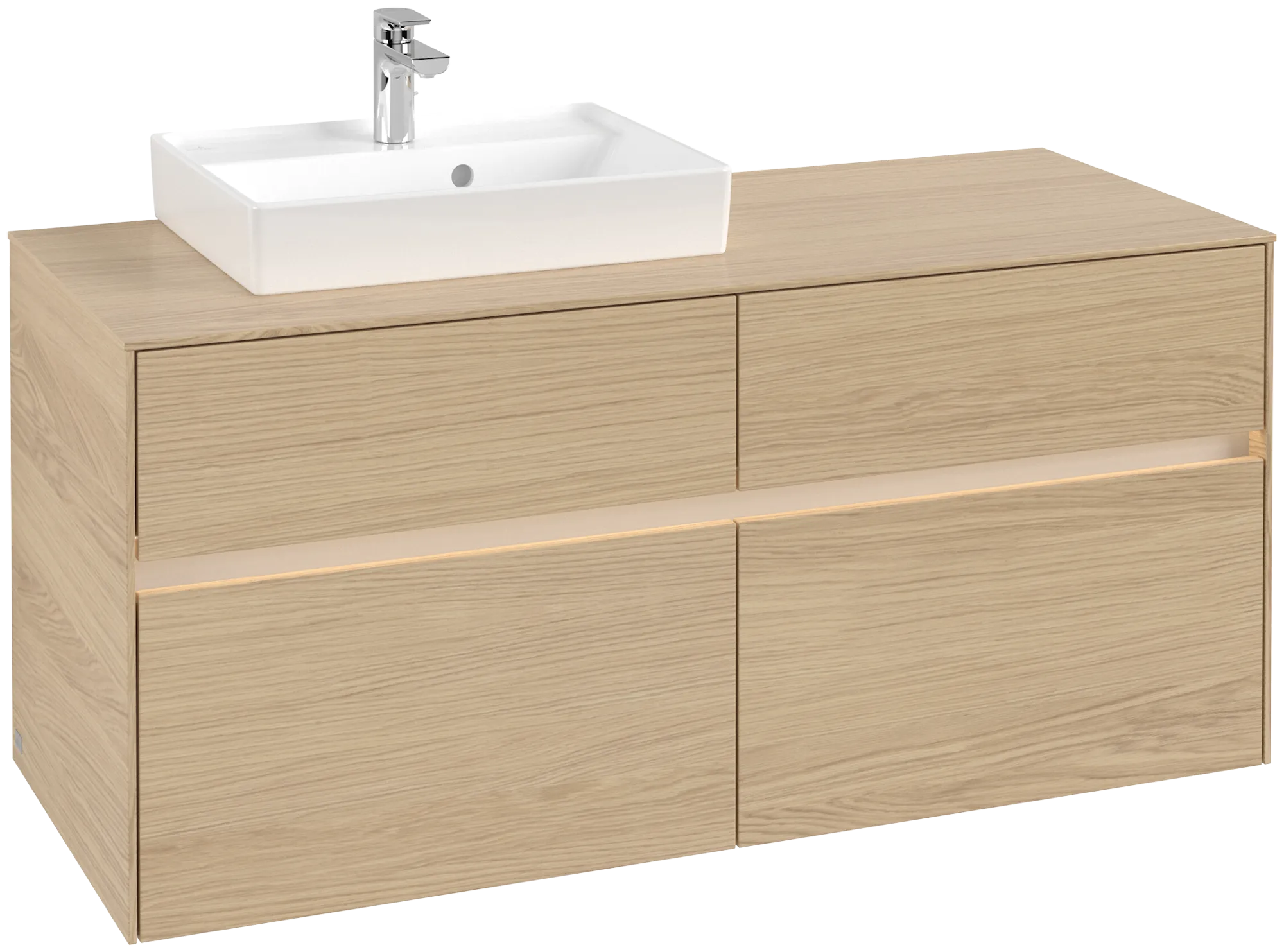 Villeroy & Boch Collaro Waschbeckenunterschrank C071B0, 1200x548x500mm, links, mit LED-Beleuchtung