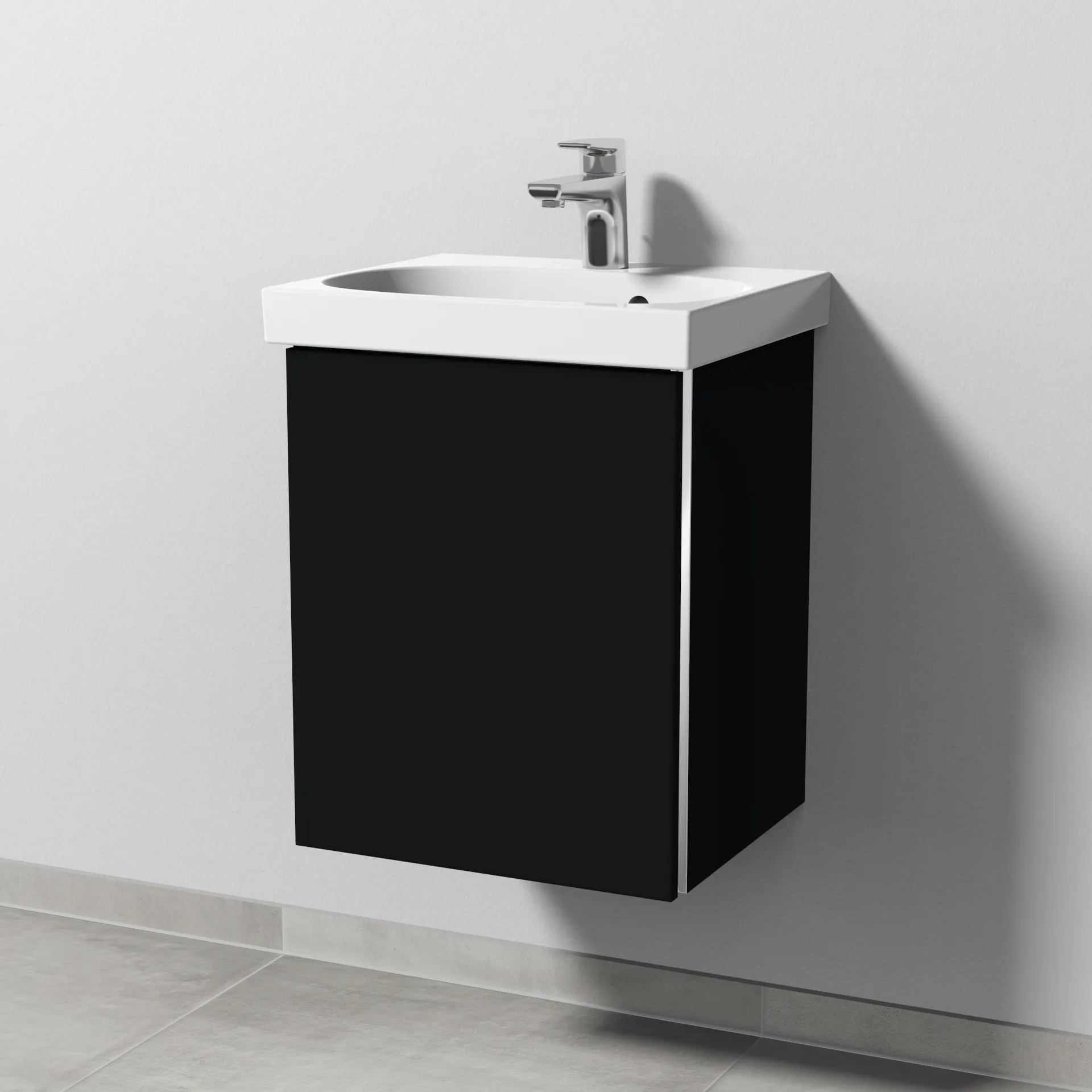 Sanipa Waschtischunterschrank „3way“ passend zu Keramik-Waschtische Acanto von Geberit 415 × 516 × 367 mm in Schwarz (matt), Anschlag links