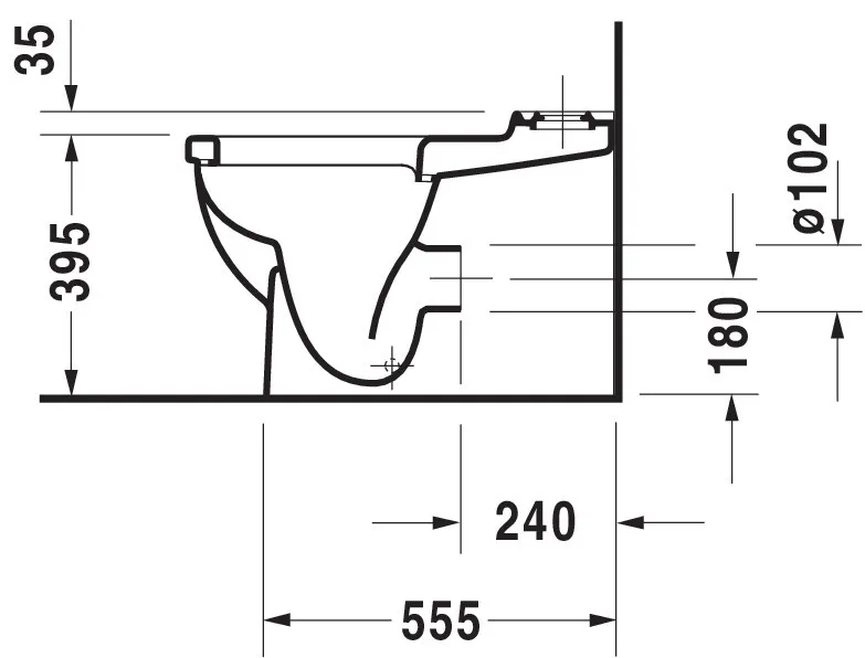 Stand-WC Kombi Starck 3 655 mm Tiefspüler,f.SPK,Abg.Vario,weiß,HYG