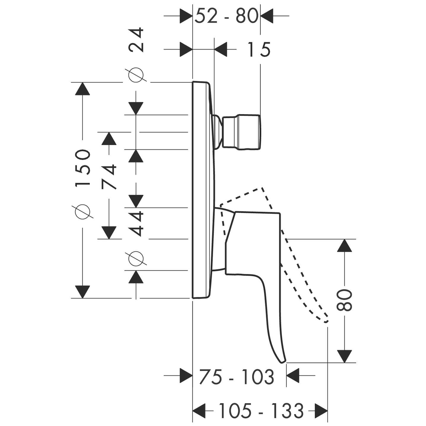 Wannenmischer Unterputz Metris F-Set chrom mit Sicherungskombination