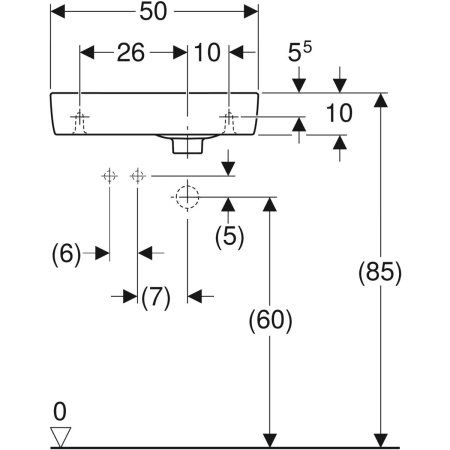 Wandwaschtisch mit Ablagefläche „Renova Compact“, rechteckig, mit Überlauf, Hahnlochposition links 50 × 25 cm in weiß alpin Wandwaschtisch mit Ablagefläche „Renova Compact“, rechteckig, mit Überlauf, Hahnlochposition links 50 × 25 cm in weiß alpin