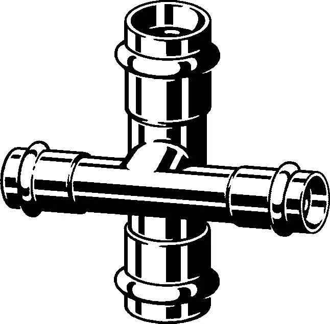 „Prestabo“ Fitting mit 4 Anschlüssen „Prestabo“ Fitting mit 4 Anschlüssen