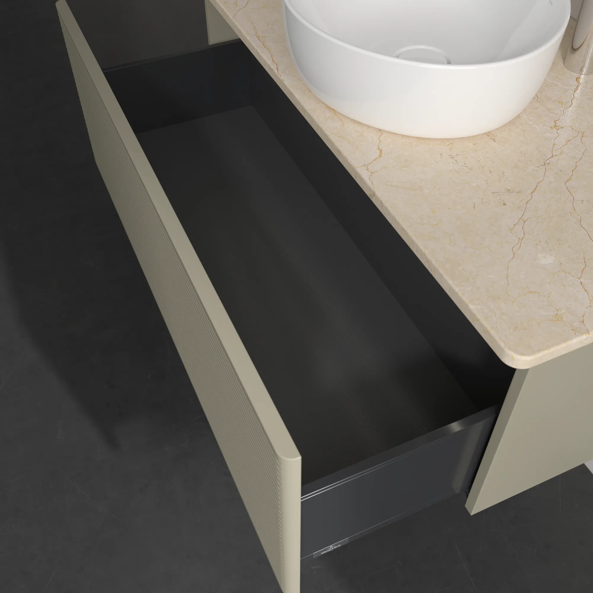 Villeroy & Boch Waschtischunterschrank „Antao“ 1000 × 360 × 500 mm Stone Grey Matt Lacquer, für Becken mittig, mit Beleuchtung Villeroy & Boch Waschtischunterschrank „Antao“ 1000 × 360 × 500 mm Stone Grey Matt Lacquer, für Becken mittig, mit Beleuchtung