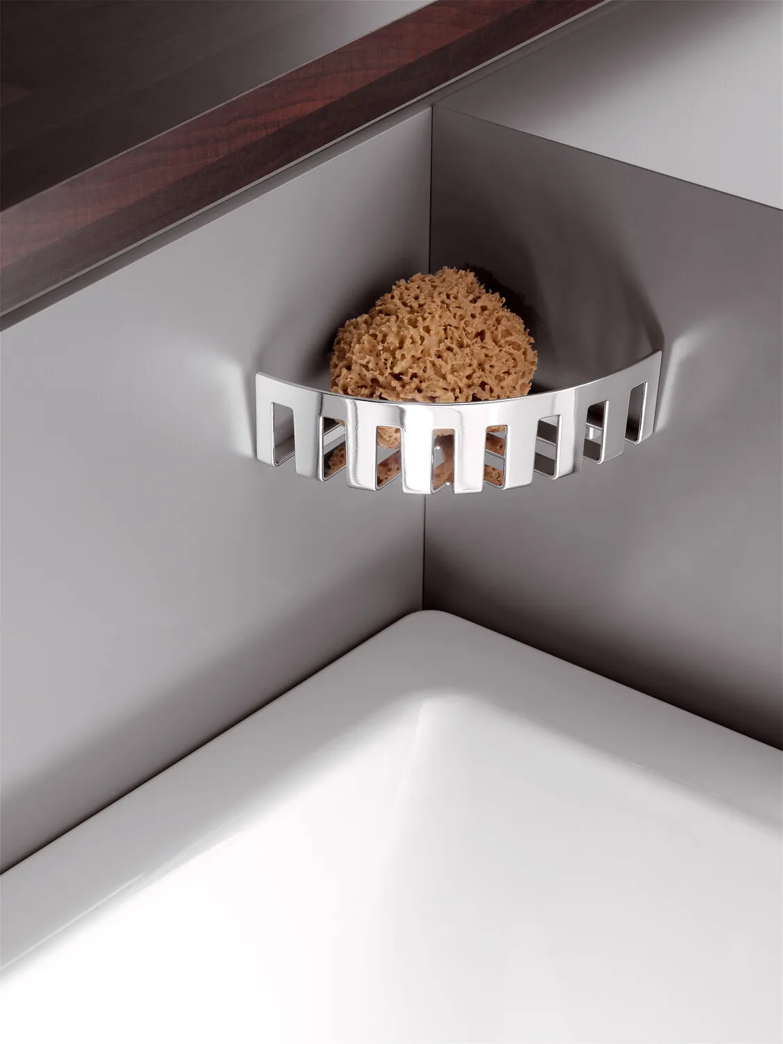 Eck-Wandkorb „System 2“, Befestigung verdeckt 18,3 × 18,3 × 8,4 cm in Chrom Eck-Wandkorb „System 2“, Befestigung verdeckt 18,3 × 18,3 × 8,4 cm in Chrom