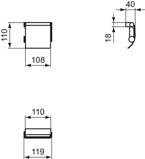 Ideal Standard Toilettenpapierhalter „Connect“ 4 × 10,1 cm in Befestigung verdeckt