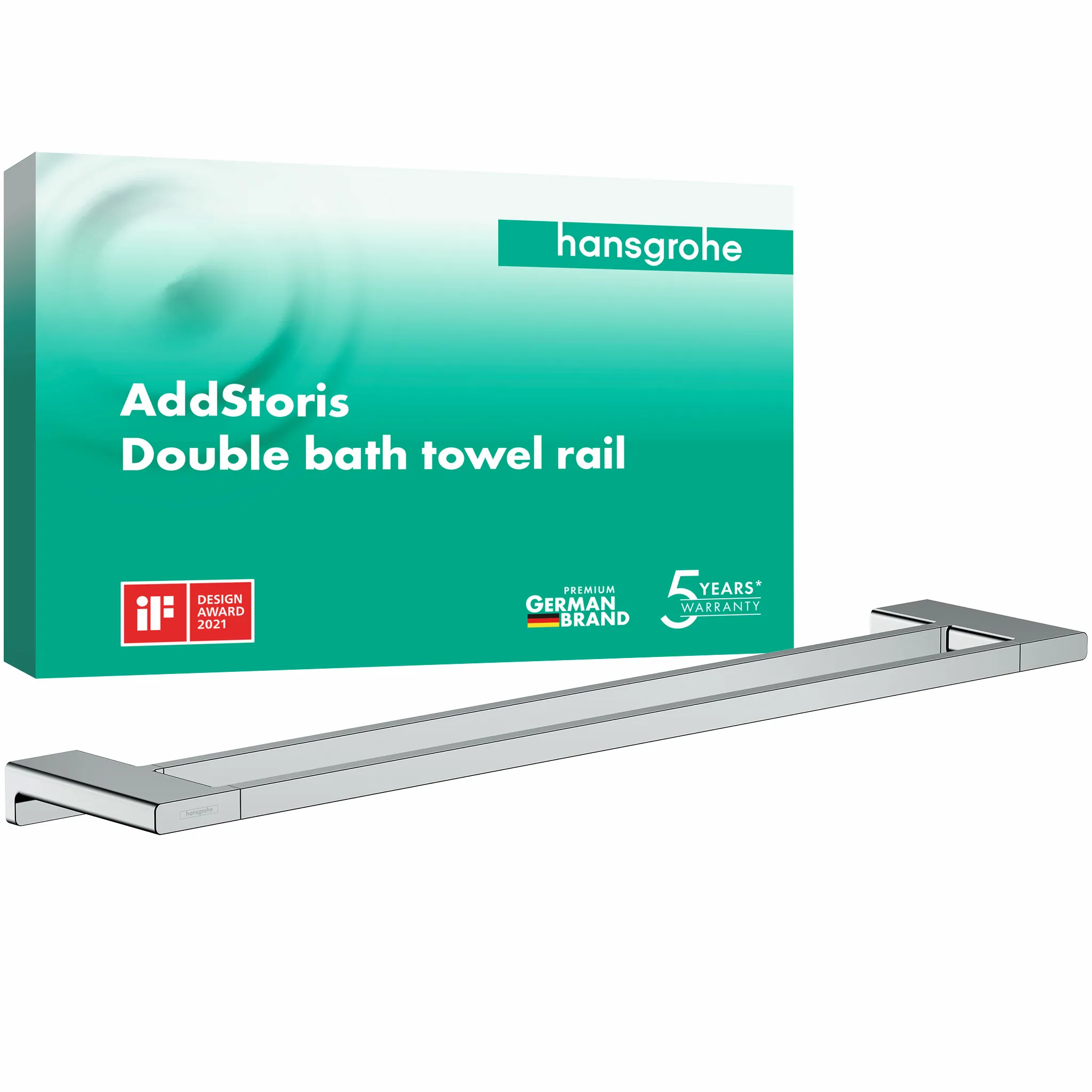 Hansgrohe AddStoris Q Doppelbadetuchhalter, Chrom Hansgrohe AddStoris Q Doppelbadetuchhalter, Chrom