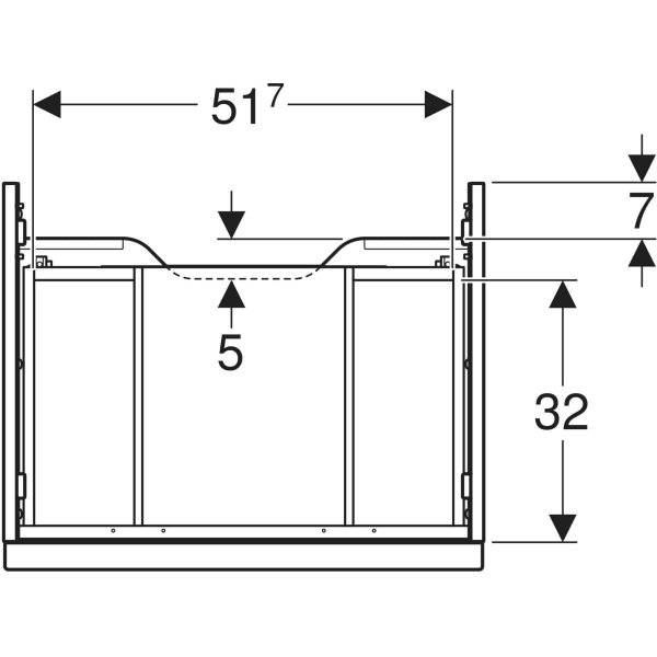 iCon Unterschrank für Waschtisch, mit einer Schublade: Breite Waschtisch=60cm, Korpus und Front: weiß / lackiert hochglänzend, Griff: weiß / pulverbeschichtet matt