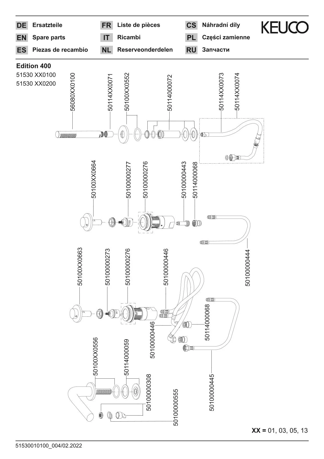 Edition 400 51530050200 Wannenmischer 4-Loch Wannenrand Ausladung 220 mm Nickel gebürstet