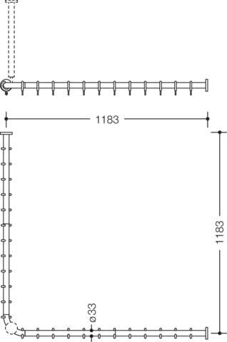 HEWI Duschvorhangstange „Serie 801“ 121,8 × 121,8 cm HEWI Duschvorhangstange „Serie 801“ 121,8 × 121,8 cm
