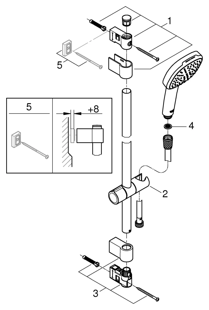Grohe Tempesta Cube 110 Brausestangenset 2 Strahlarten (Rain, Jet) Grohe Tempesta Cube 110 Brausestangenset 2 Strahlarten (Rain, Jet)