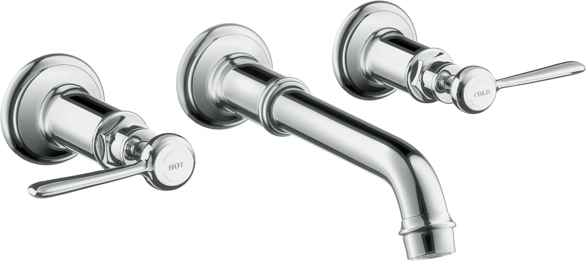 Hansgrohe AXOR Montreux 3-Loch Waschtischarmatur Unterputz, Chrom, Ausladung 225 mm, Hebelgriff, Normalstrahl, max. Durchfluss 5 l/min