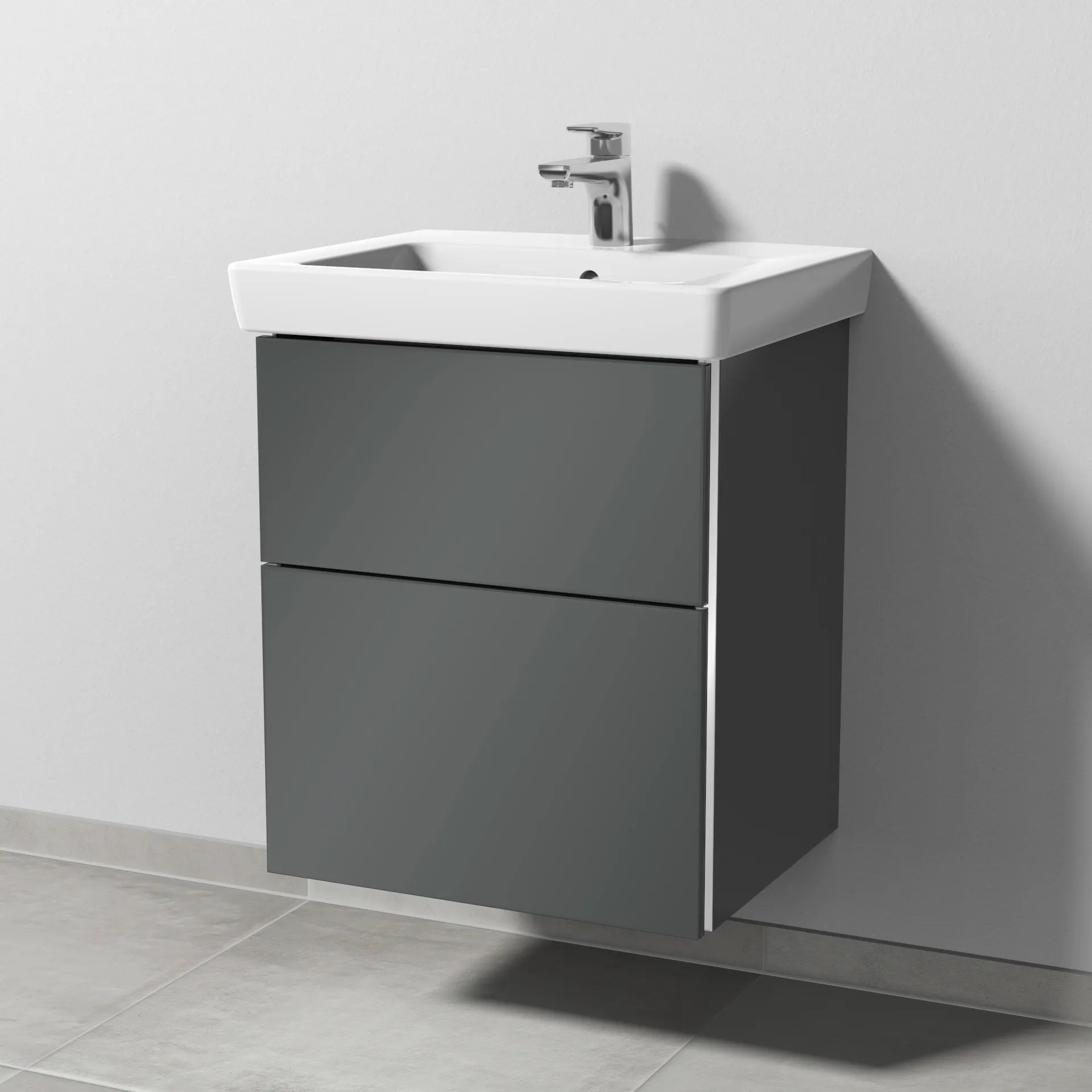 Sanipa Waschtischunterschrank „3way“ passend zu Keramik-Waschtische Subway 2.0 von Villeroy & Boch 500 × 593 × 417 mm in Anthrazit (glanz), Becken mittig Sanipa Waschtischunterschrank „3way“ passend zu Keramik-Waschtische Subway 2.0 von Villeroy & Boch 500 × 593 × 417 mm in Anthrazit (glanz), Becken mittig