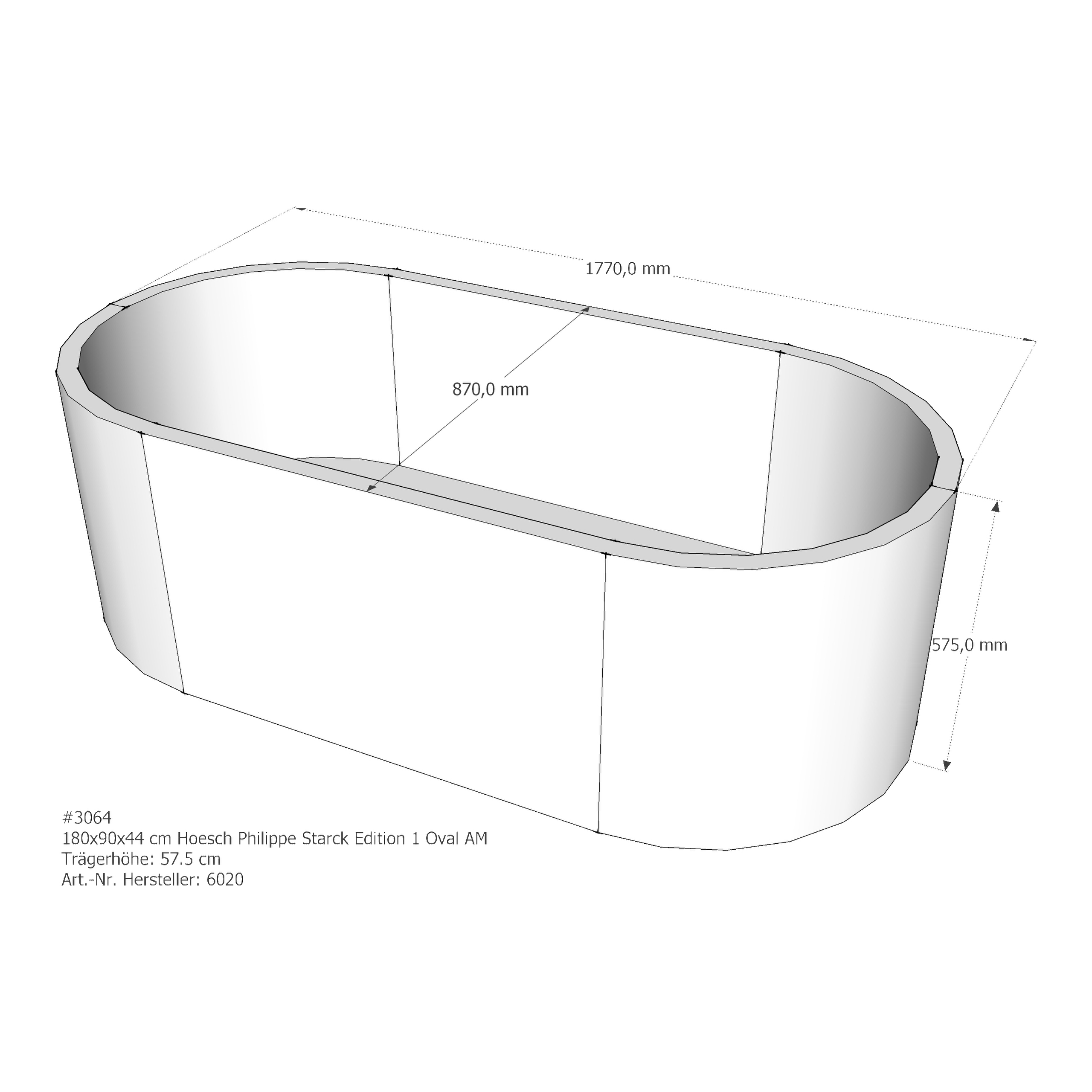 Badewannenträger für Hoesch Philippe Starck Edition 1 180 × 90 × 44 cm Breite: 90 cm / Höhe: 44 cm / Länge: 180 cm Badewannenträger für Hoesch Philippe Starck Edition 1 180 × 90 × 44 cm Breite: 90 cm / Höhe: 44 cm / Länge: 180 cm