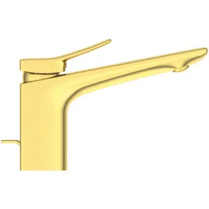 Waschischarmatur Conca Ausladung 140mm mit Ablaufgarnitur Brushed Gold Waschischarmatur Conca Ausladung 140mm mit Ablaufgarnitur Brushed Gold