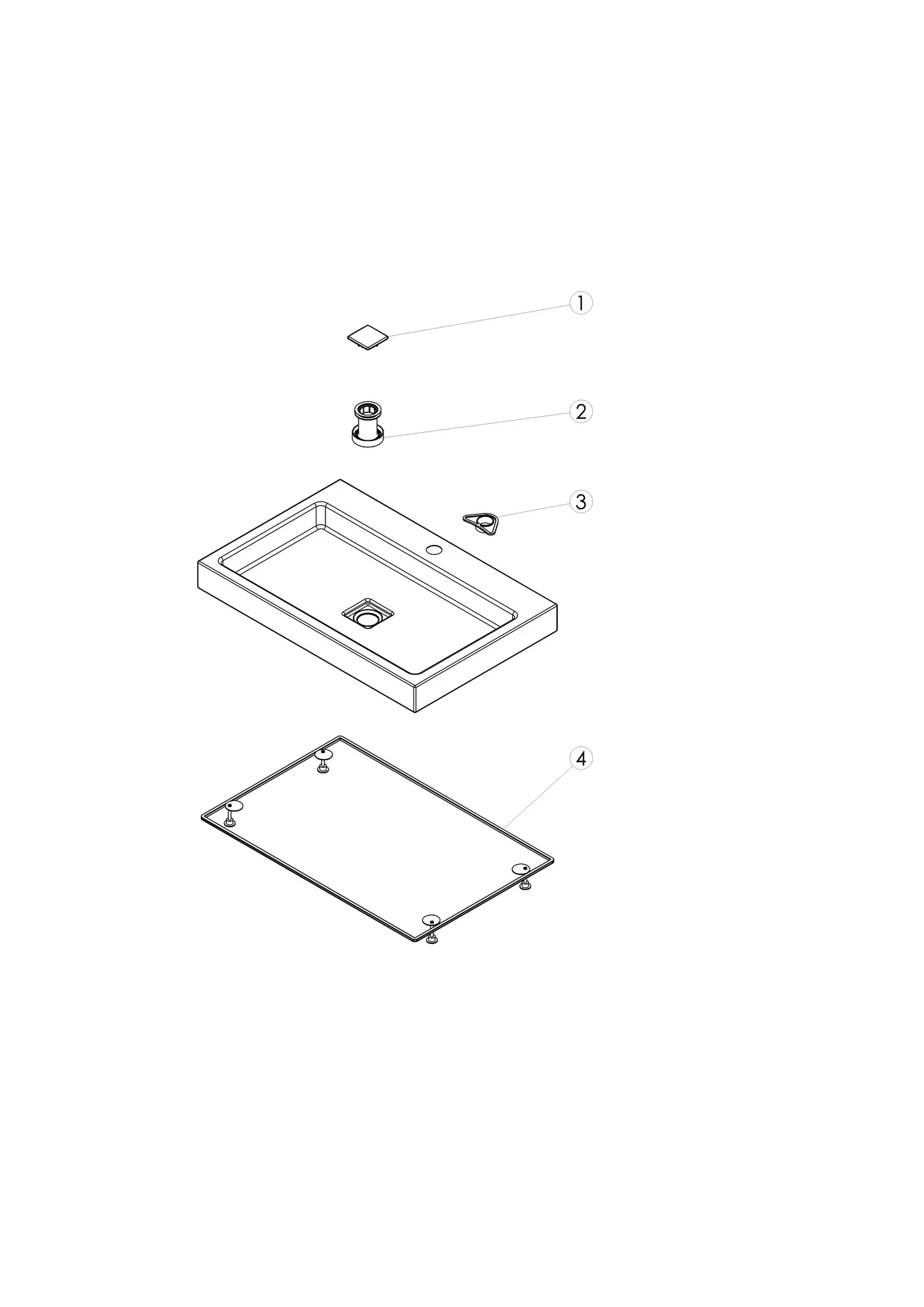 Waschbecken „RE-Serie“ 700 × 75 mm, Hahnlochposition mittig mit ProShield Waschbecken „RE-Serie“ 700 × 75 mm, Hahnlochposition mittig mit ProShield
