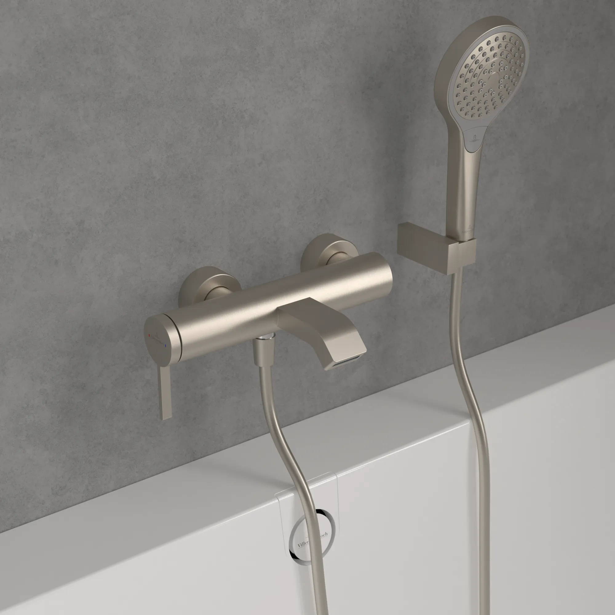 Villeroy & Boch Einhebel-Badewannenarmatur Dawn, Brushed Nickel Matt, 173 x 274 x 111 mm, Wandmontage Villeroy & Boch Einhebel-Badewannenarmatur Dawn, Brushed Nickel Matt, 173 x 274 x 111 mm, Wandmontage