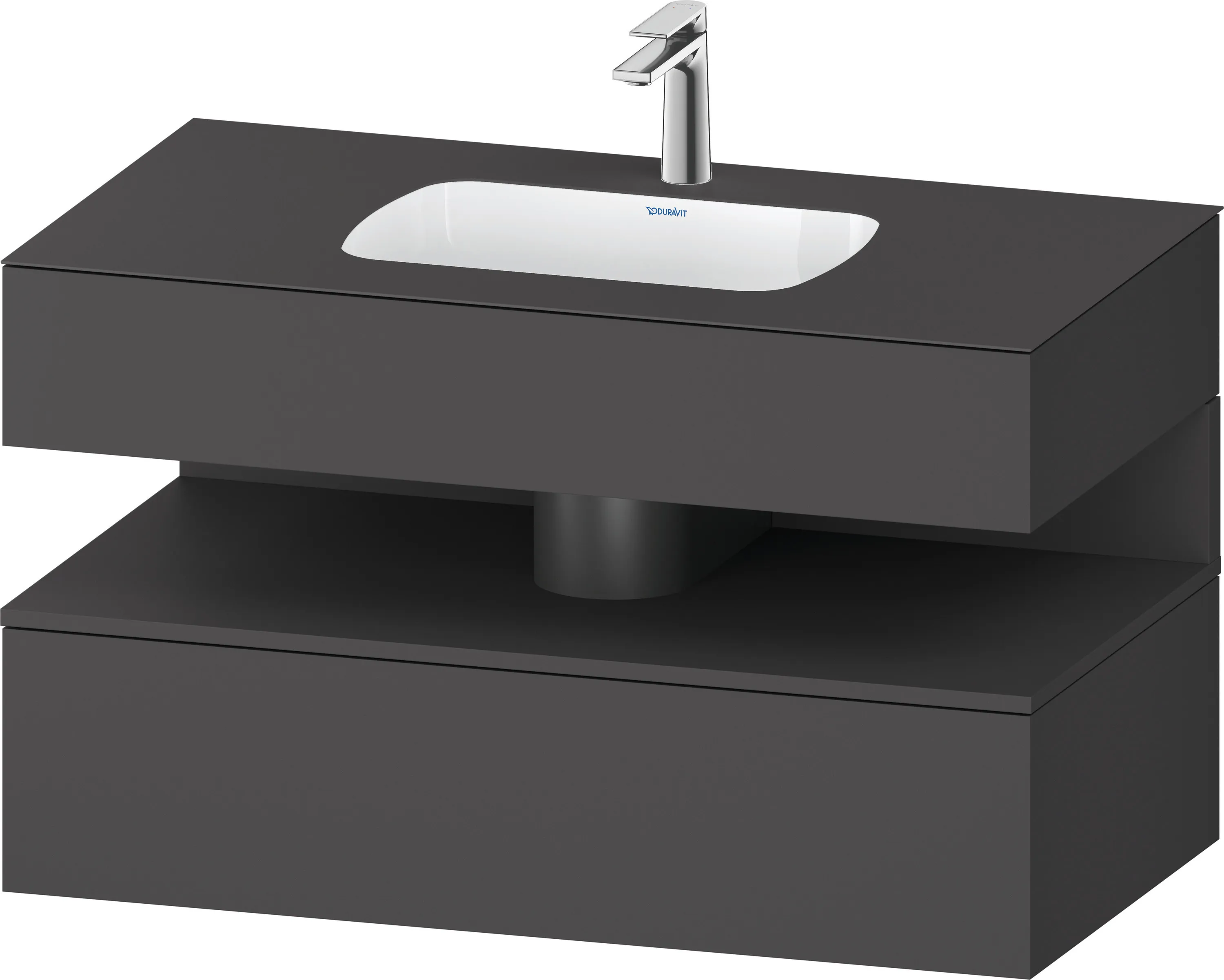 Einbauwaschtisch mit Konsolenwaschtischunterbau „Qatego“ 100 × 55 × 60 cm, ohne Beleuchtung