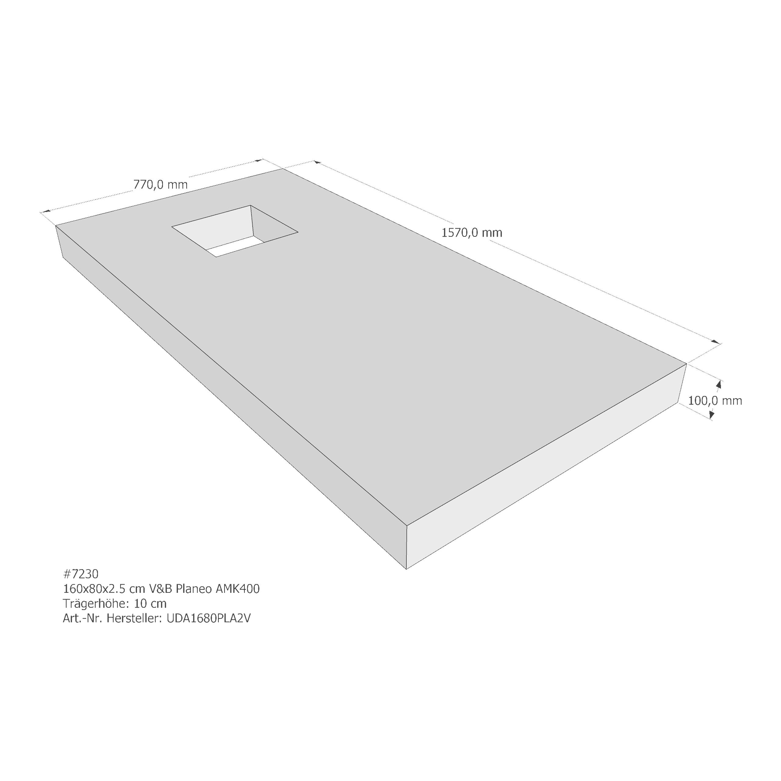 Duschwannenträger für Villeroy & Boch Planeo 160 × 80 × 2,5 cm