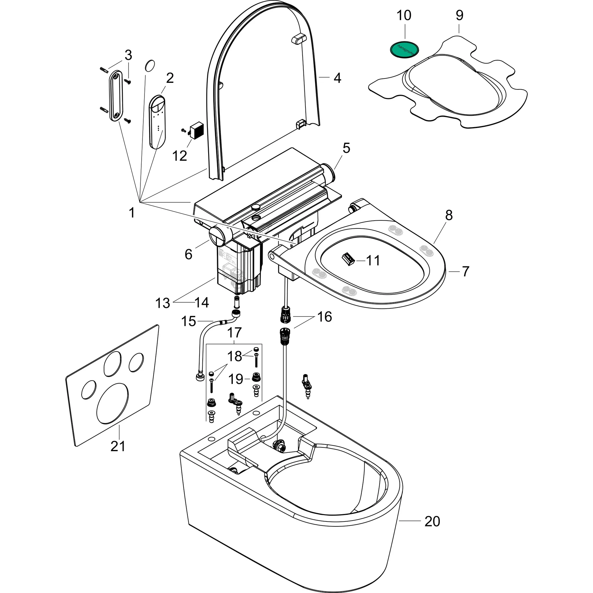 LavaPura Element S Wand-Dusch-WC Komplett Set AquaHelix Flush, SmartClean, HygieneEffect, Weiß LavaPura Element S Wand-Dusch-WC Komplett Set AquaHelix Flush, SmartClean, HygieneEffect, Weiß