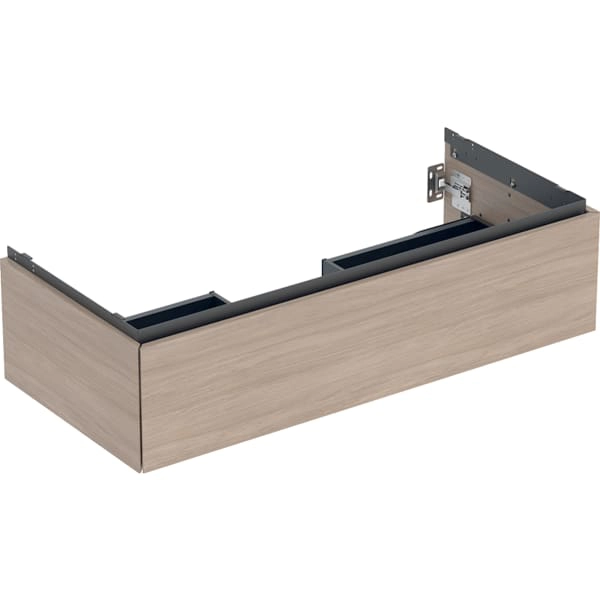 Geberit ONE Unterschrank für Waschtisch, Eiche, 103,6 x 26,6 x 47 cm, mit Push-to-open-Mechanismus und Selbsteinzug