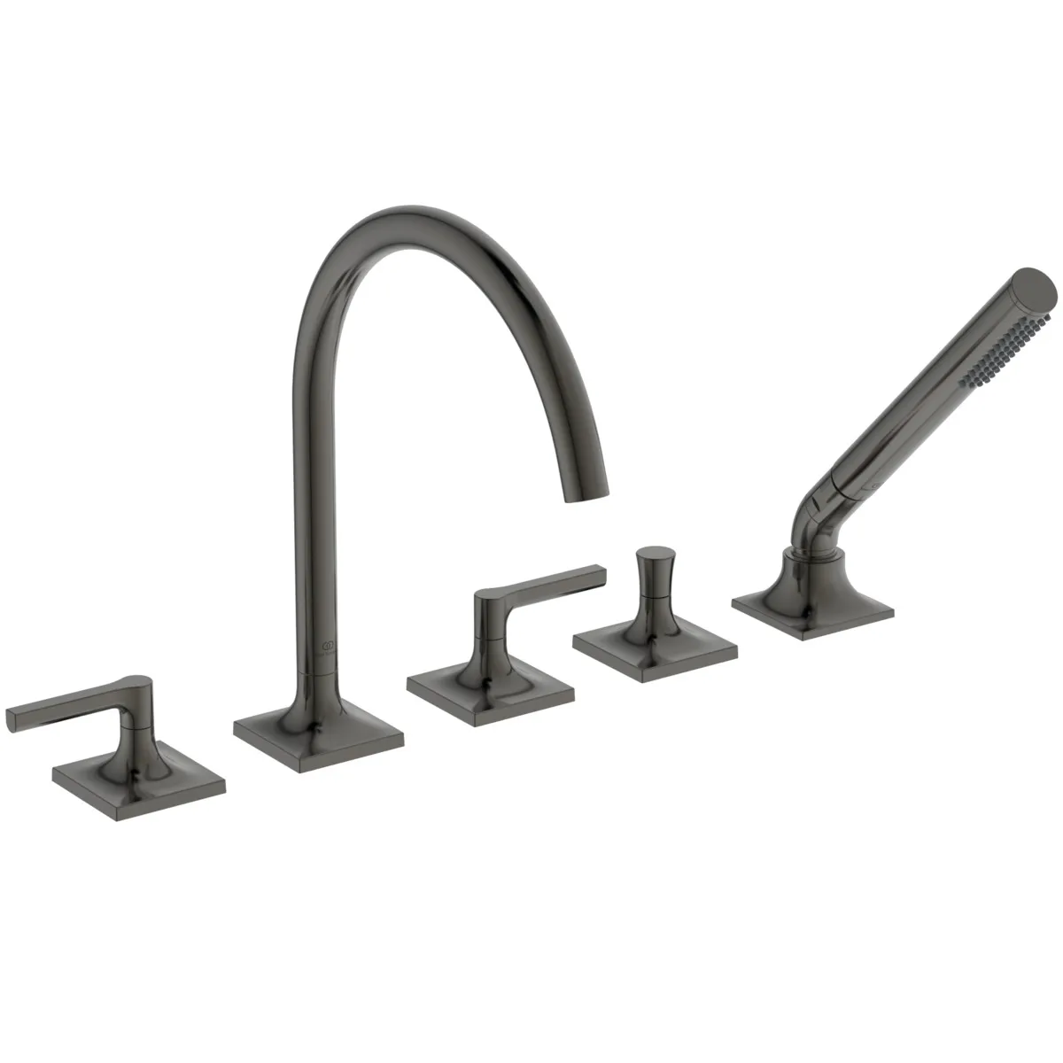 5-Loch-Badearmatur Wannenrand Joy Neo mit Stick-Handbrause Hebelgriffe Magnetic Grey