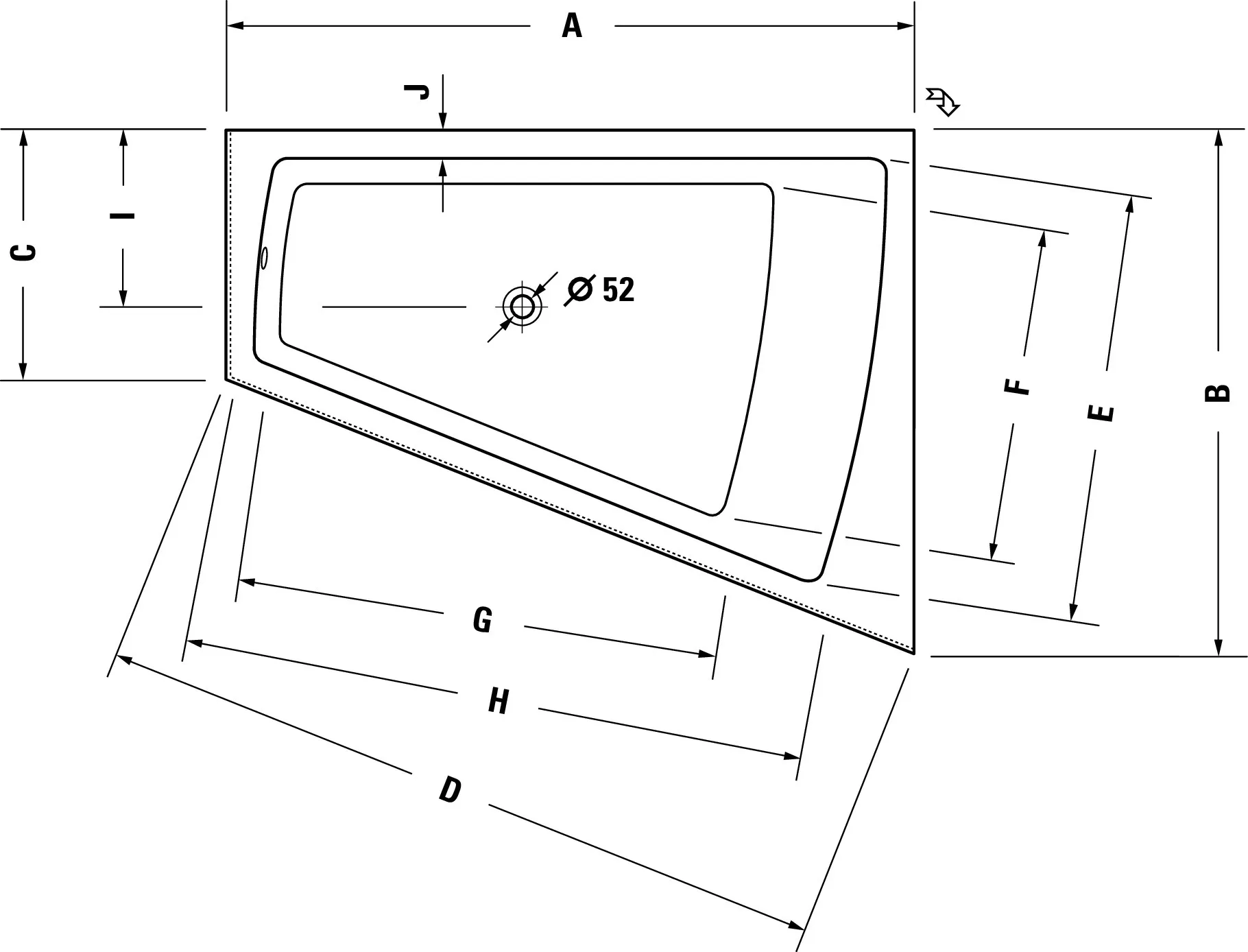 Duravit Whirlwanne „Paiova“ sonderform 1700 × 1300 mm, rechts mit Jet-System, in Weiß Duravit Whirlwanne „Paiova“ sonderform 1700 × 1300 mm, rechts mit Jet-System, in Weiß