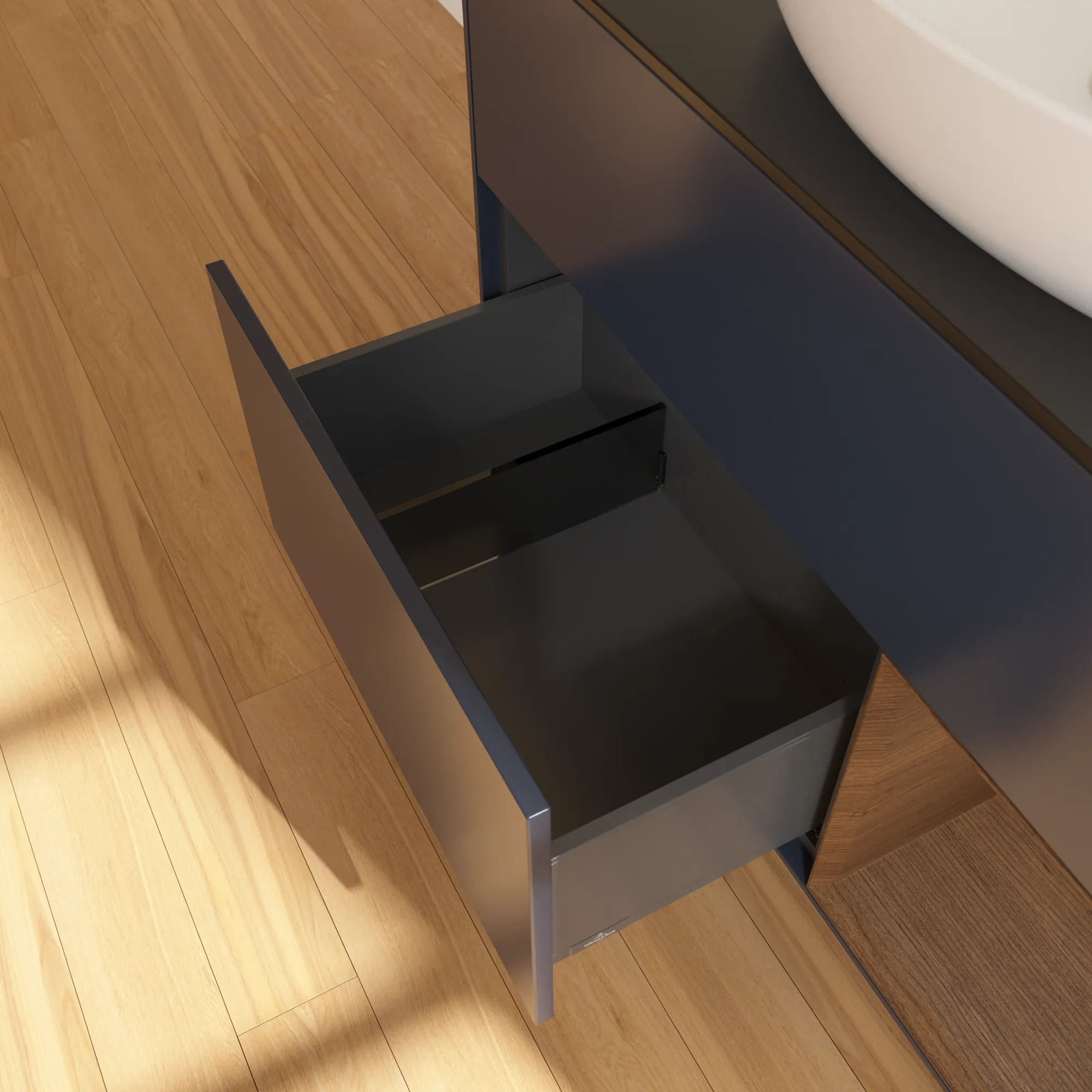 Villeroy & Boch Waschtischunterschrank „Finion“ für Schrankwaschtisch 1000 × 603 × 501 mm Midnight Blue Matt Lacquer, für Becken mittig, ohne Hahnlochbohrung Villeroy & Boch Waschtischunterschrank „Finion“ für Schrankwaschtisch 1000 × 603 × 501 mm Midnight Blue Matt Lacquer, für Becken mittig, ohne Hahnlochbohrung