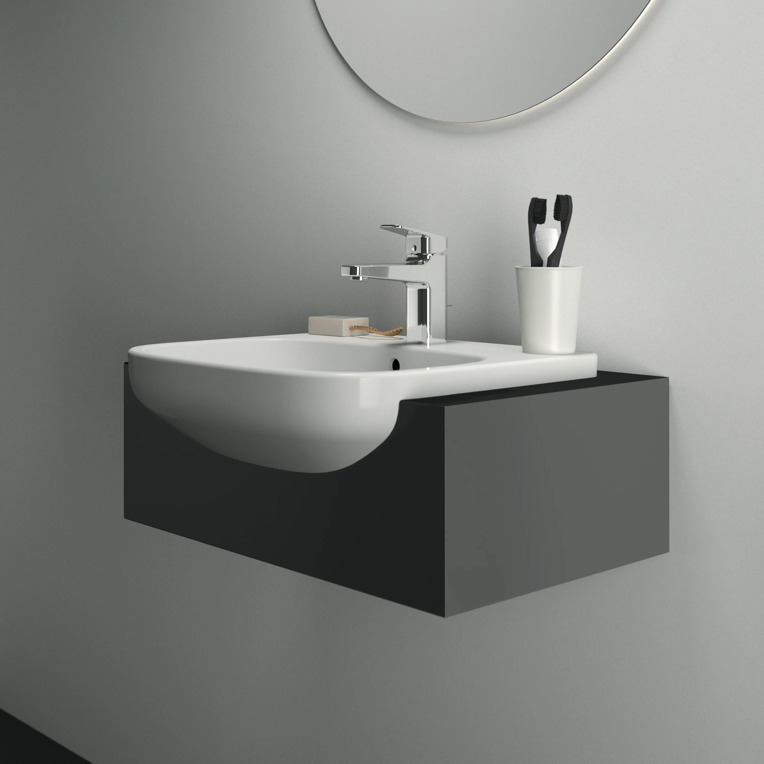 Waschbecken „i.lifeA“ 50 × 44 × 17 cm, Hahnlochposition mittig Waschbecken „i.lifeA“ 50 × 44 × 17 cm, Hahnlochposition mittig