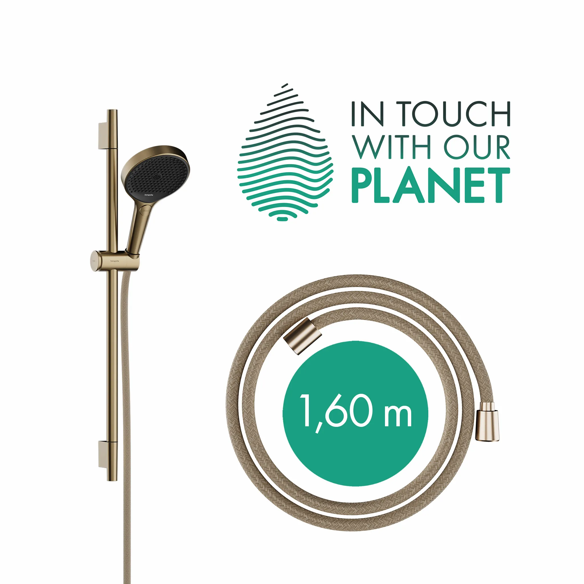 Hansgrohe Rainfinity Brauseset 130 3jet EcoSmart mit Brausestange S Puro 65 cm, Push-Handbrausehalterung und Designflex Textilbrauseschlauch 160 cm, Brushed Bronze Hansgrohe Rainfinity Brauseset 130 3jet EcoSmart mit Brausestange S Puro 65 cm, Push-Handbrausehalterung und Designflex Textilbrauseschlauch 160 cm, Brushed Bronze