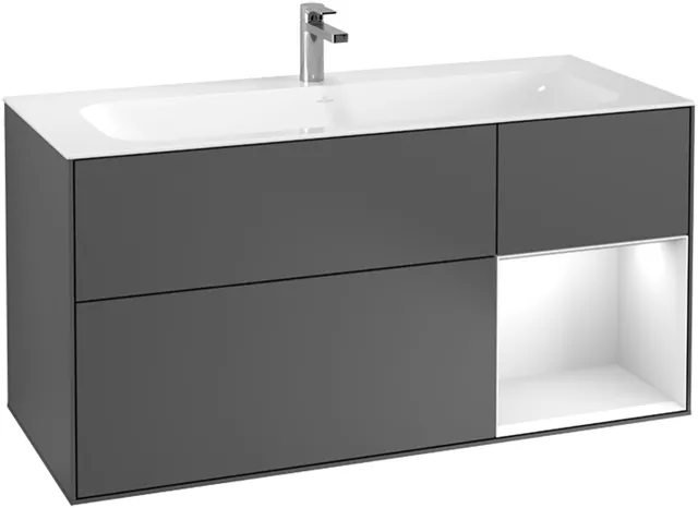 Villeroy & Boch Waschtischunterschrank „Finion“ für Schrankwaschtisch 1196 × 591 × 498 mm Silk Grey Matt Lacquer, für Becken mittig Villeroy & Boch Waschtischunterschrank „Finion“ für Schrankwaschtisch 1196 × 591 × 498 mm Silk Grey Matt Lacquer, für Becken mittig