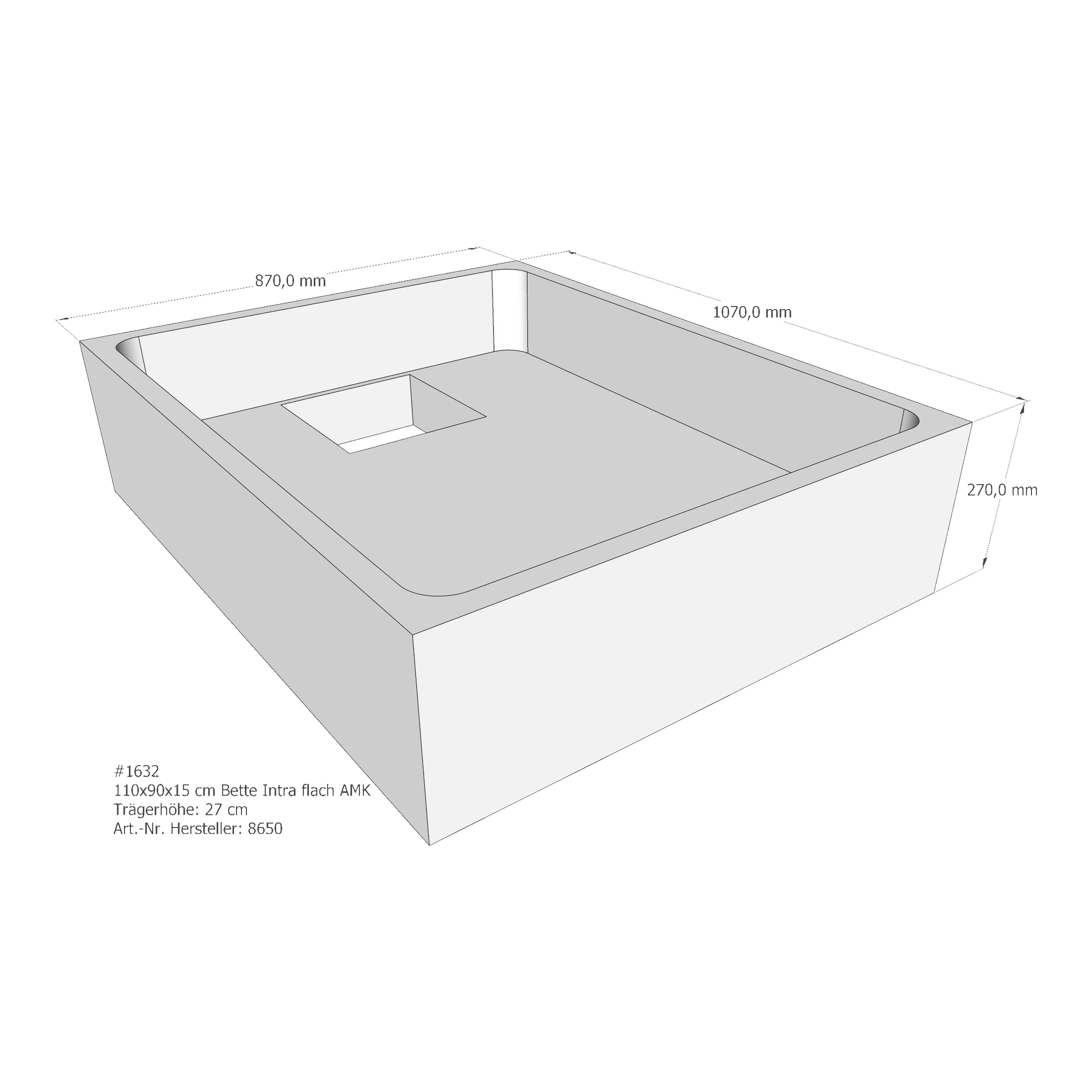 Duschwannenträger für Bette BetteQuinta (flach/Intra) 110 × 90 × 15 cm