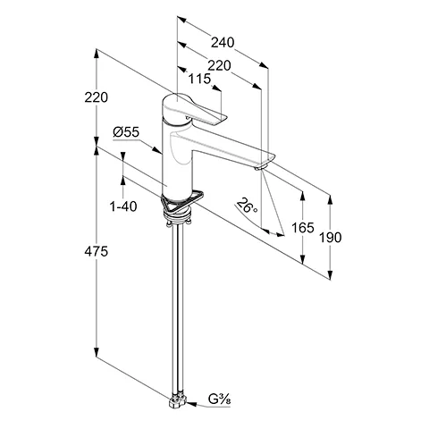 Kludi MIX Spültisch-EHM DN 10 geschlossener Hebel chrom
