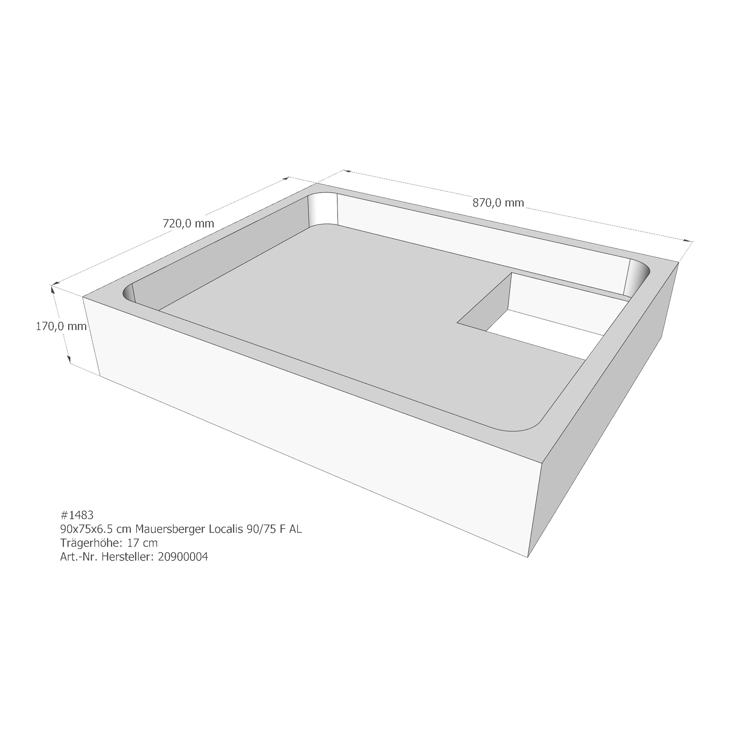 Duschwannenträger für Mauersberger Localis 90/75 F 90 × 75 × 6,5 cm Duschwannenträger für Mauersberger Localis 90/75 F 90 × 75 × 6,5 cm
