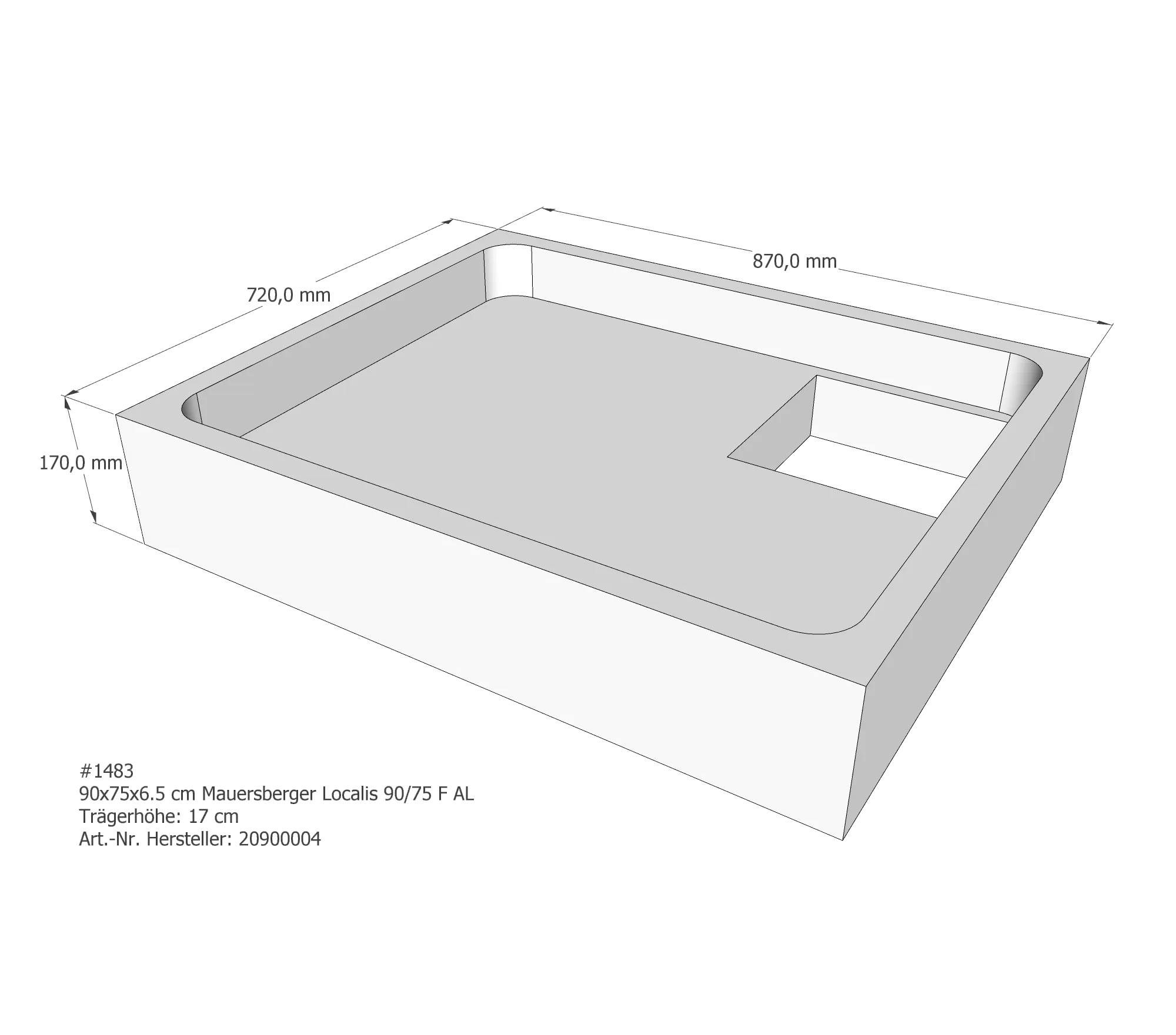 Duschwannenträger für Mauersberger Localis 90/75 F 90 × 75 × 6,5 cm Duschwannenträger für Mauersberger Localis 90/75 F 90 × 75 × 6,5 cm