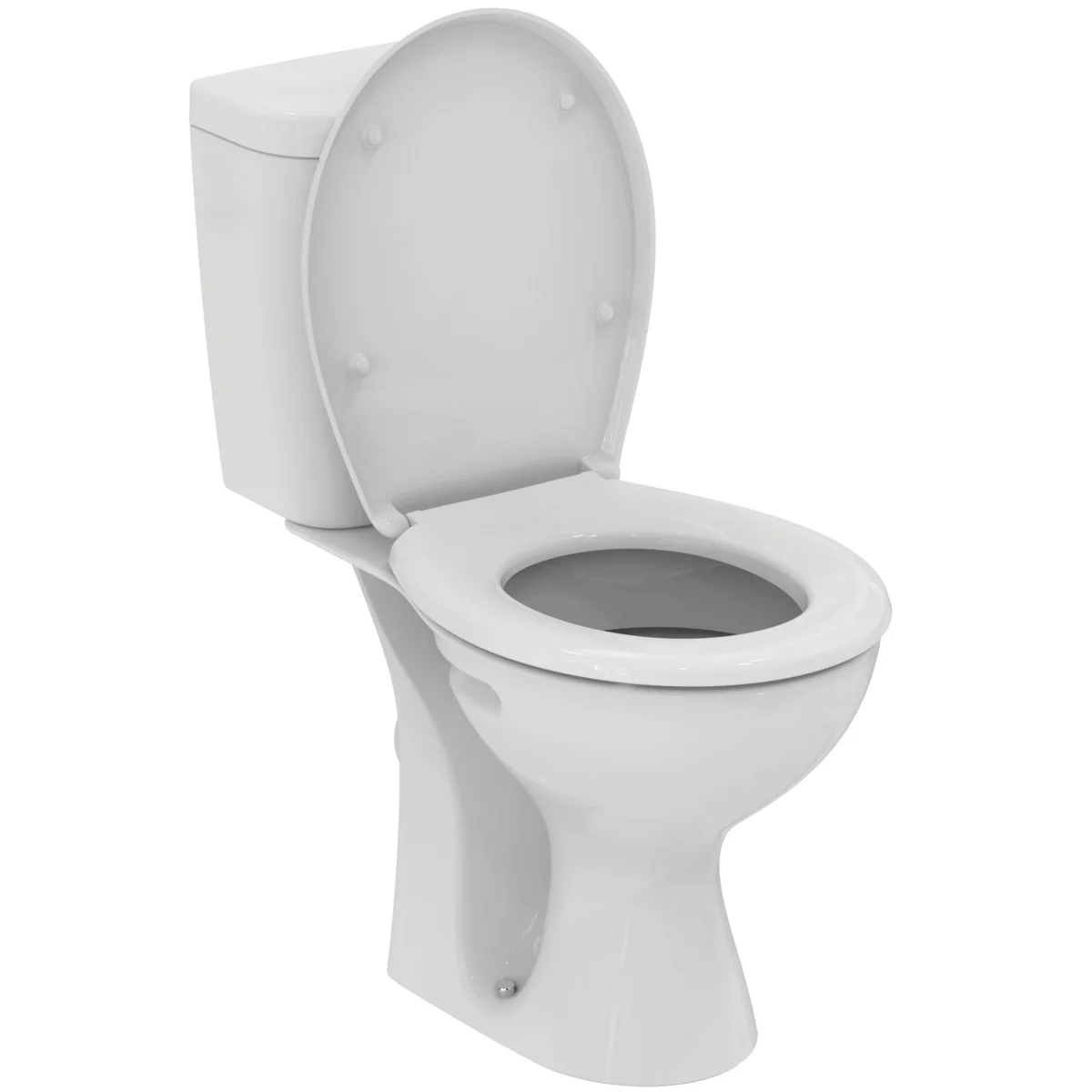 Ideal Standard Eurovit Standtiefspül-WC mit Spülkasten Zulauf oben, WC-Sitz, wassersparende 2-Mengen-Spülung, weiß