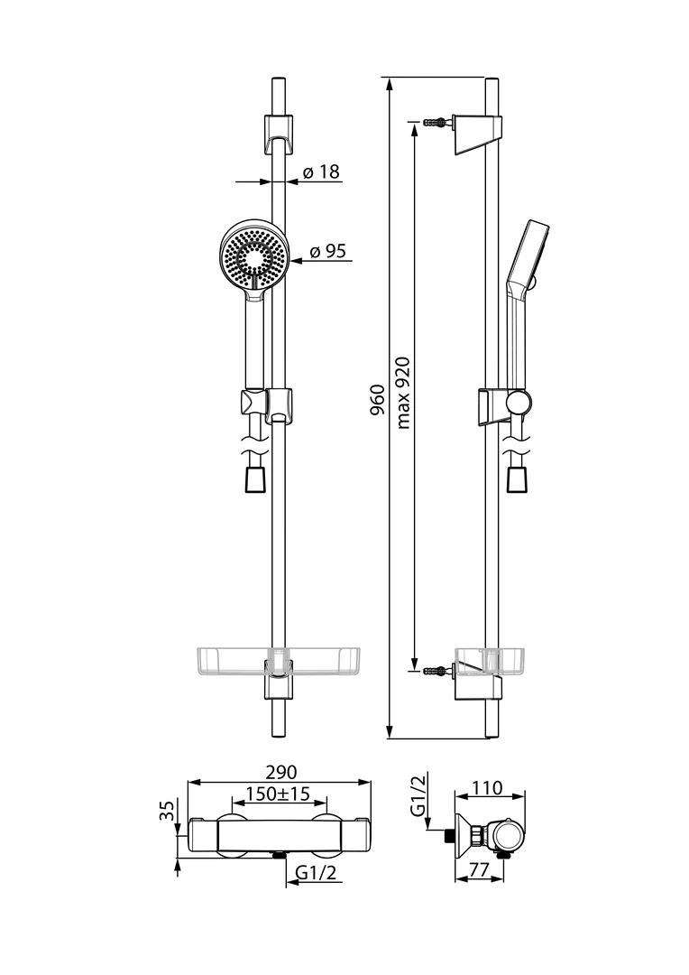 HansaMICRA Duscharmatur Hansamicra 2017 Thermostat Chrom DN15
