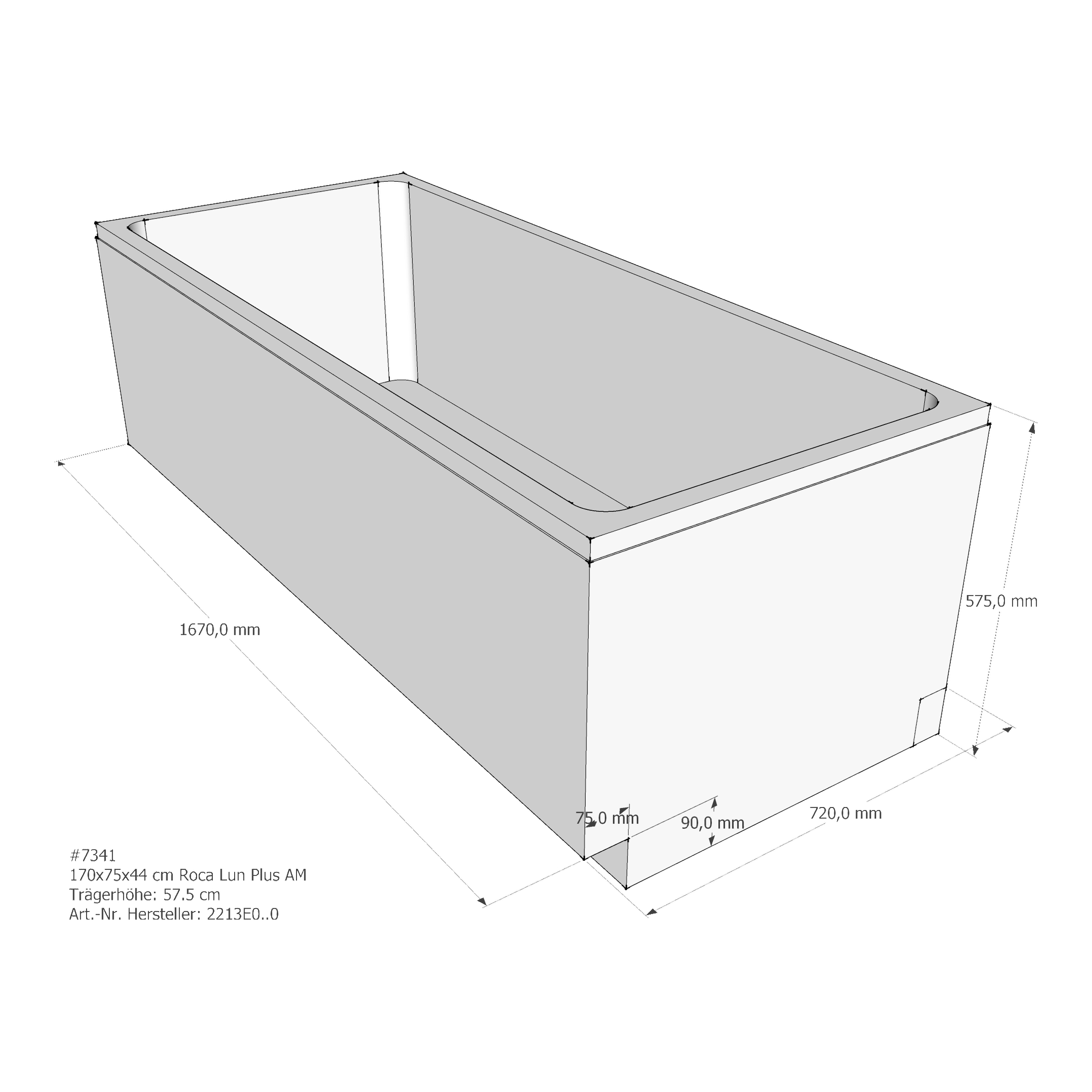 Badewannenträger für Roca Lun Plus 170 × 75 × 44 cm Badewannenträger für Roca Lun Plus 170 × 75 × 44 cm